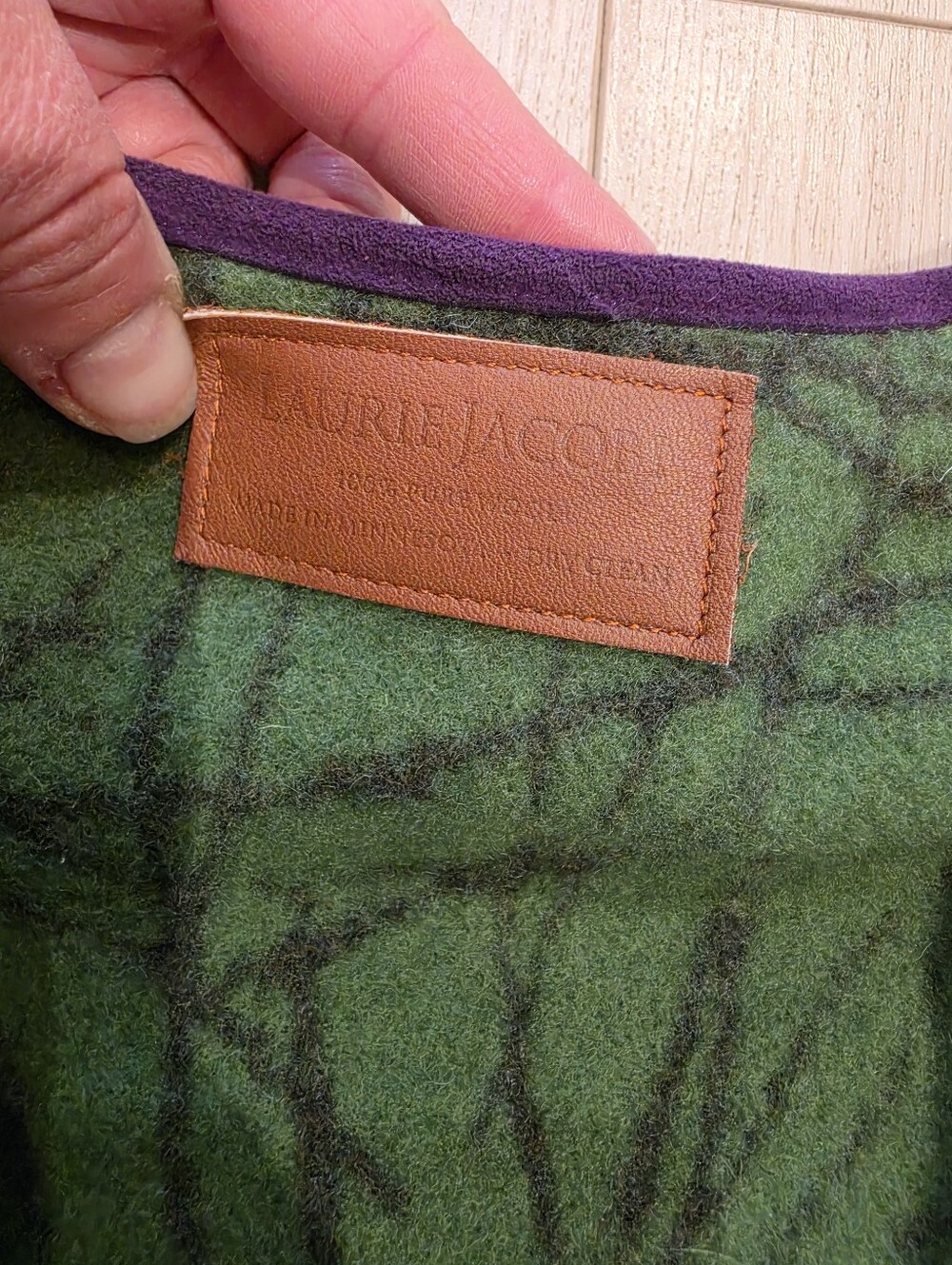Laurie Jacobs Abstract Green Purple Wool Blend Art Jacket Snap Front - Picture 5 of 5